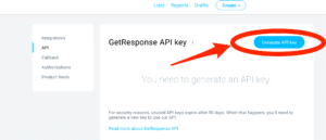 GetResponse API Key Generation Center