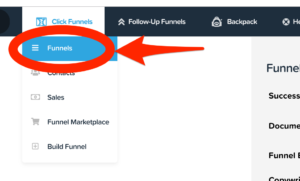 ClickFunnels Dashboard Funnels menu