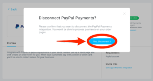 GetResponse Dashboard Disconnect PayPal Payments