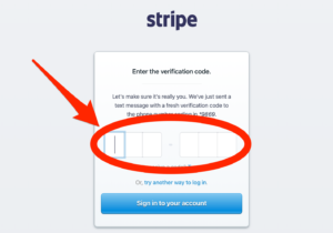 Stripe enter verification code