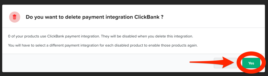 ClickFunnels asking to confirm deleting payment gateway