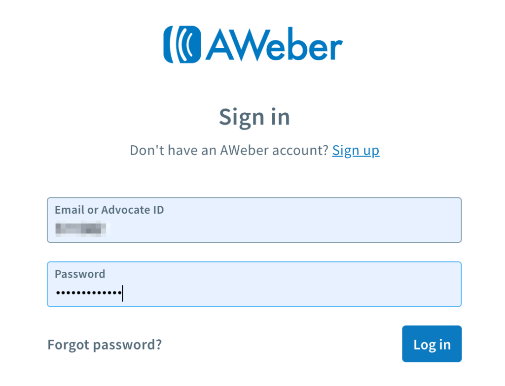 AWeber Affiliate Sign in Page
