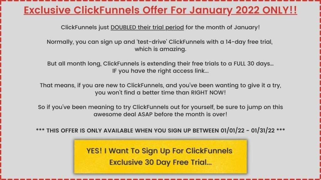 ClickFunnels 30 Day Free Trial