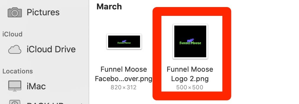 selected funnel mosse image to upload